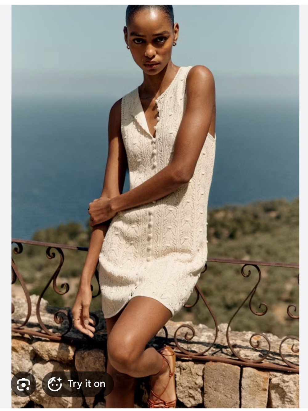 Sézane Cream Sleeveless Knit Mini Dress